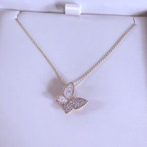 Diamond Butterfly Pendant 14k Gold Necklace